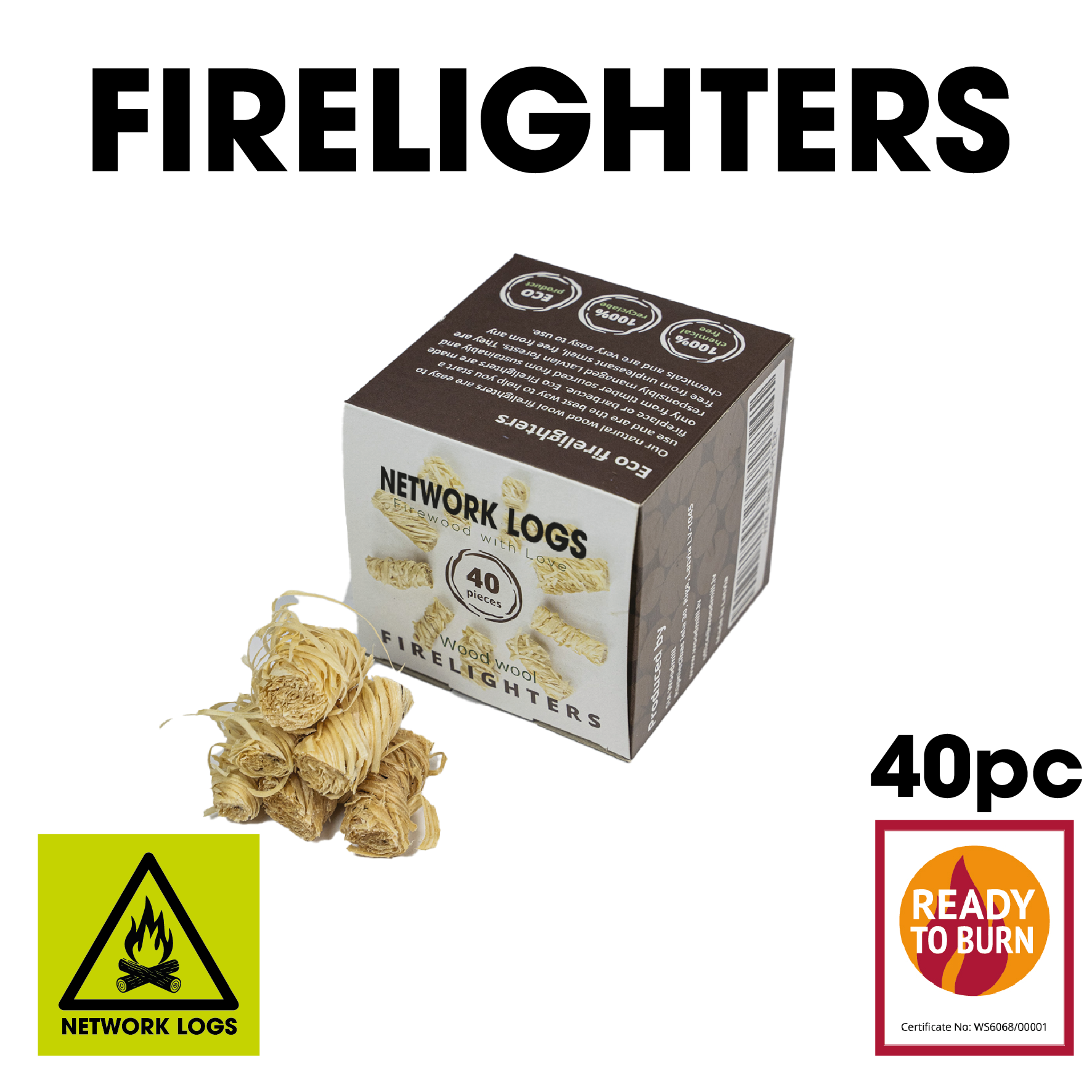 Wood Wool Firelighters – 100% Natural, Easy Ignition