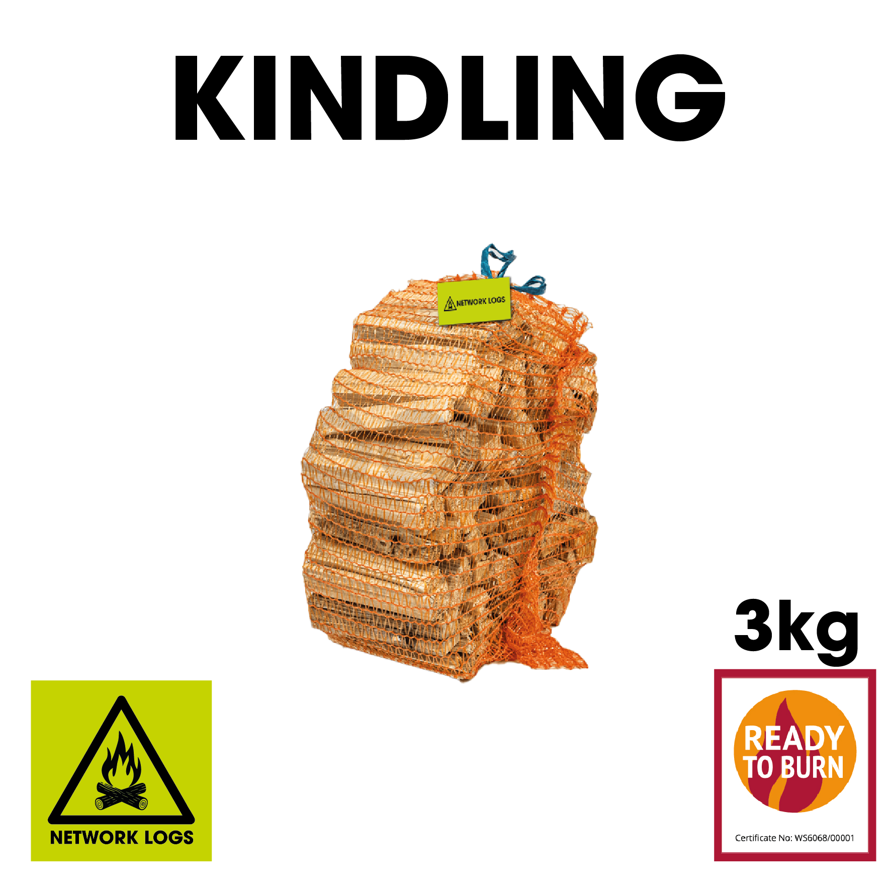 Kiln-Dried Kindling – Net Bag 3kg